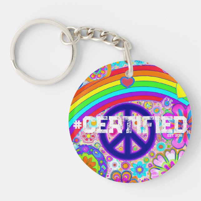 Peace-PRIDET Tie-Dye-NYCKELRING (Framsidan)