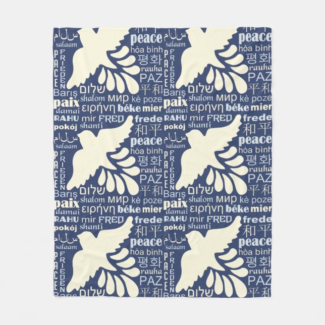 Peace-programmet på många språk fungerar som filta fleecefilt (Framsidan)