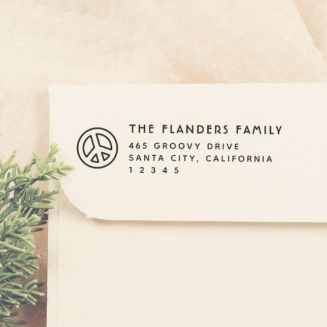 Peace Retro Family Namn Sans-Serif Returadress Självfärgande Stämpel (Skapare uppladdad)