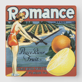 Peace River Fruit Co Låda-etikett Fyrkantig Klocka