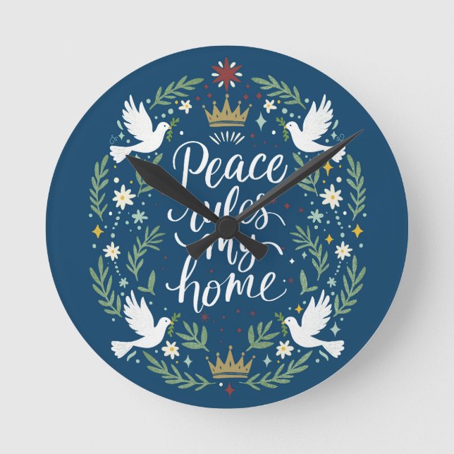Peace Rules my Home Rund Klocka (Framsida)