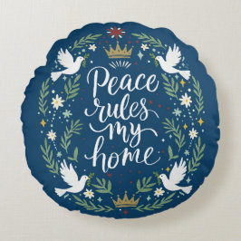 Peace Rules my Home Rund Kudde