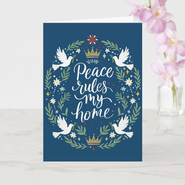 Peace Rules My HomeFolded Greeting Card Kort (Orkide)