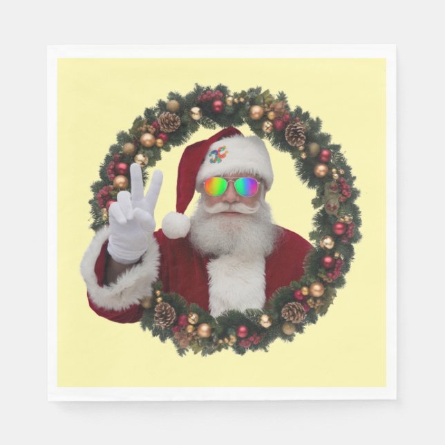 Peace Santa Holiday Napkin Pappersservett (Framsidan)