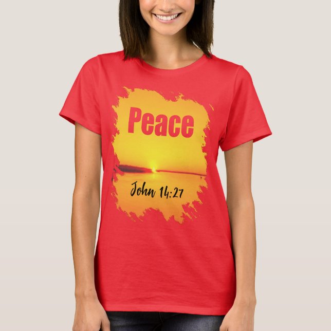 Peace Scripture Glowing Sunset T-Shirt (Framsida)