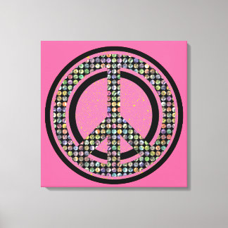 PEACE SEQUINED ROSA Wrapped Canvas Skriv ut
