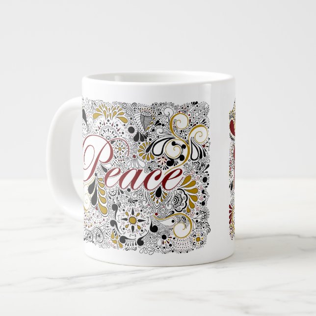 Peace & Shalom (i Hebreiska) - Jumbo Coffee Mugg (Framsida vänster)