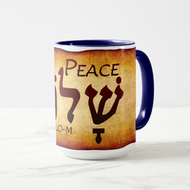 Peace Shalom in Hebrew Mug Mugg (Framsida höger)