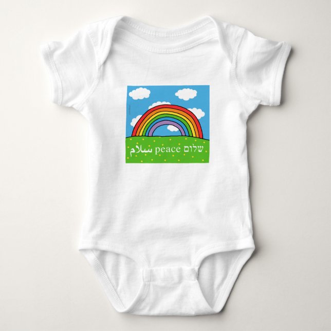 Peace Shalom Salaam Baby Bodykostym T Shirt (Framsida)