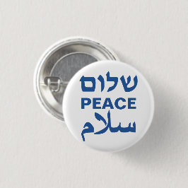 Peace Shalom Salaam blå vit modern typografi Knapp