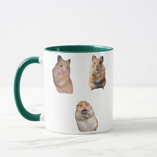 Peace sign and Screaming Hamster Meme Funny Mug Mugg (Vänster)