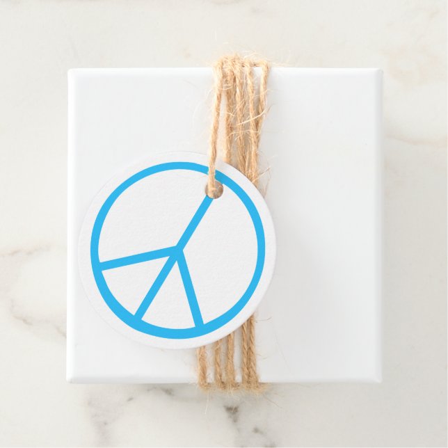 Peace Sign Blue Groovy Retro Fun Gåvor Etiketter (På plats)