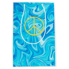 Peace Sign Groovy Paint Yellow Blue Colorful Fun