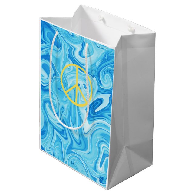 Peace Sign Groovy Paint Yellow Blue Colorful Fun (Baksidan Vinklad)