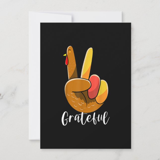 Peace Sign Hand Turkey Thanksgiving Grateful Women Inbjudningar (Framsida)