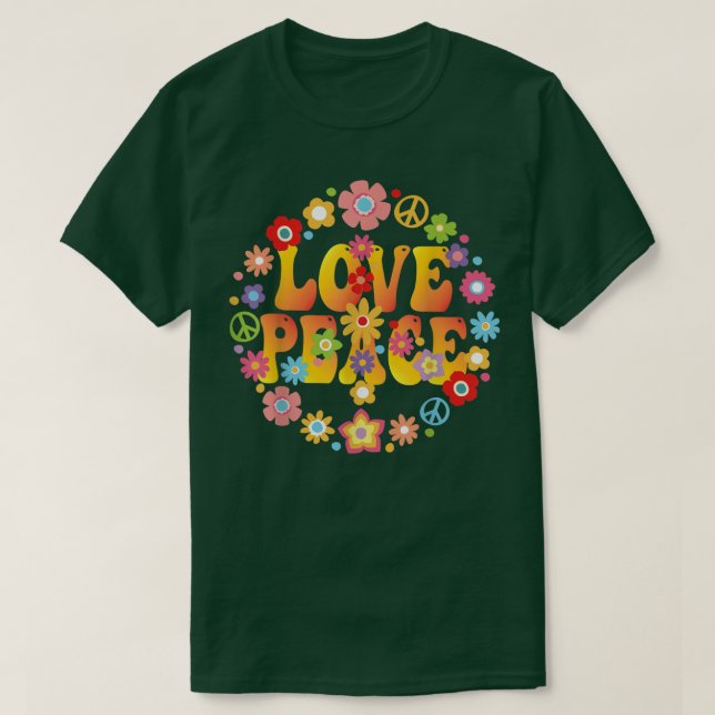 PEACE SIGN LOVE 1960s 1970s  Tie Dye Groovy Hippie T Shirt (Design framsida)