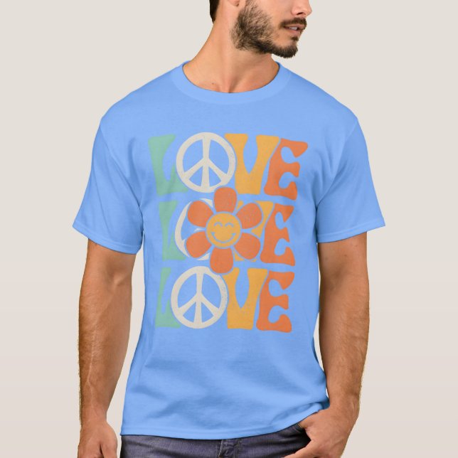 Peace Sign Love 60s 70s Costume 70heme Party frien T Shirt (Framsida)