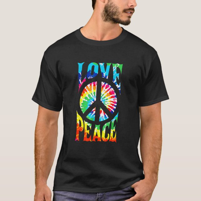 Peace Sign Love 60S 70S Tie Dye Hippie Costume 1 T Shirt (Framsida)