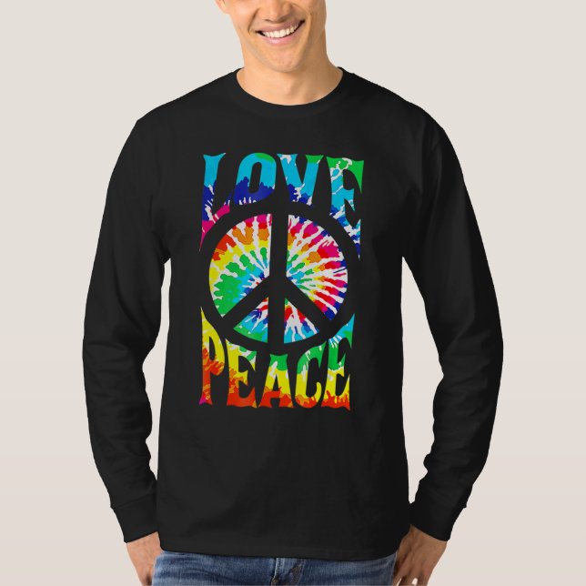 Peace Sign Love 60S 70S Tie Dye Hippie Costume T Shirt (Framsida)