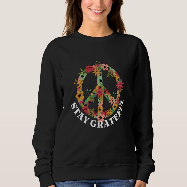 Peace sign Love Hippie Peace Freedom Bliss Flowers T Shirt (Framsida)