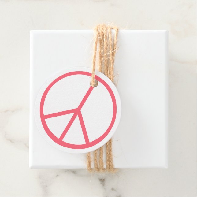 Peace Sign Orange Groovy Retro Fun Gåvor Etiketter (På plats)