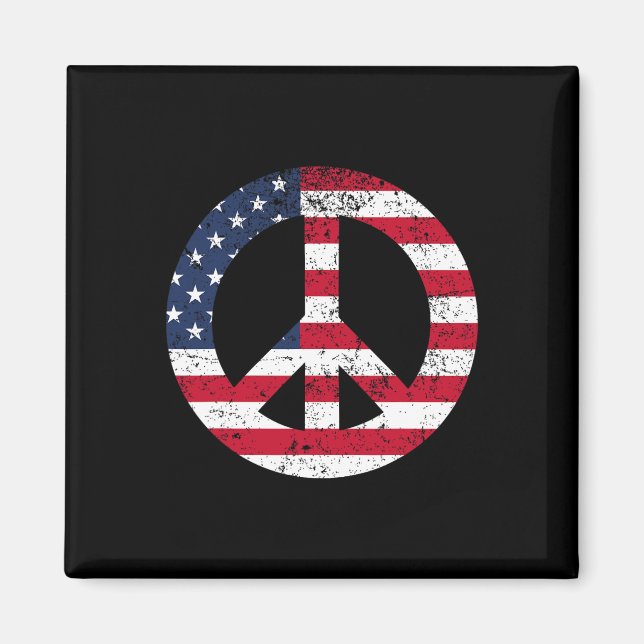 Peace Sign Patriotic Usa Flag Peace And Love  Magnet (Framsidan)