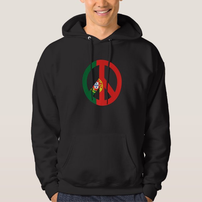 Peace Sign Portugal Flag Hoodie (Framsida)