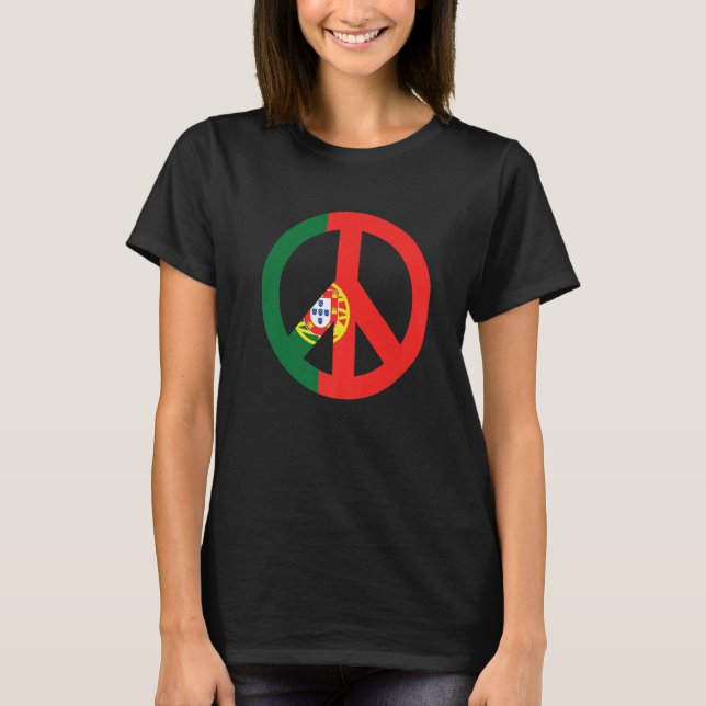 Peace Sign Portugal Flag T Shirt (Framsida)