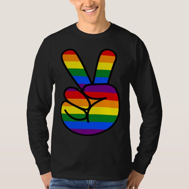 Peace Sign Rainbow Hippie Love T Shirt (Framsida)