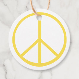 Peace Sign Yellow Groovy Colorful Fun Gåvor Etiketter
