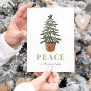 Peace Simple jul Evergreen Träd Helg Vykort