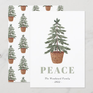 Peace Simple jul Evergreen Träd Julkort