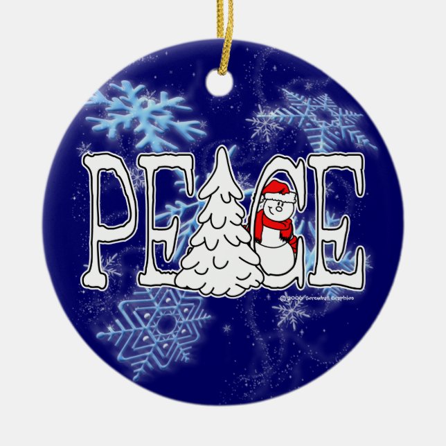 Peace Snögubbe Ornament (Framsidan)