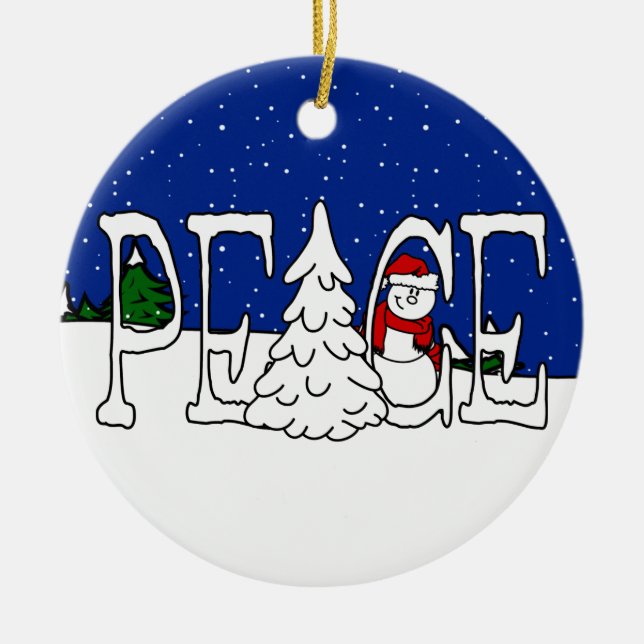 Peace Snögubbe Ornament (Framsidan)
