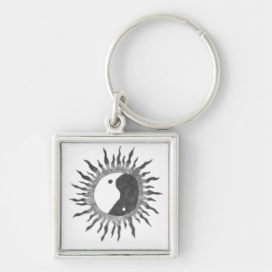 Peace Sol Fyrkantig Silverfärgad Nyckelring