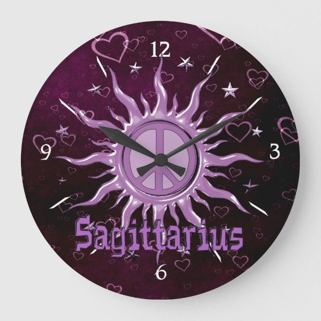 Peace Sol Sagittarius Stor Klocka (Framsida)