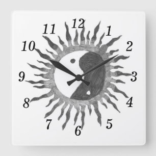 Peace Sol Wall Clock Fyrkantig Klocka