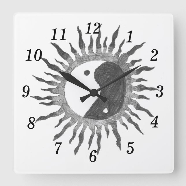 Peace Sol Wall Clock Fyrkantig Klocka (Framsida)