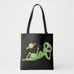 Peace Space Alien Tote Bag Tygkasse