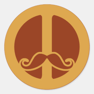 Peace Stache-klistermärken Runt Klistermärke