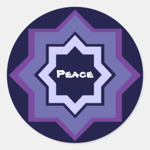 Peace Star Mönster Runt Klistermärke