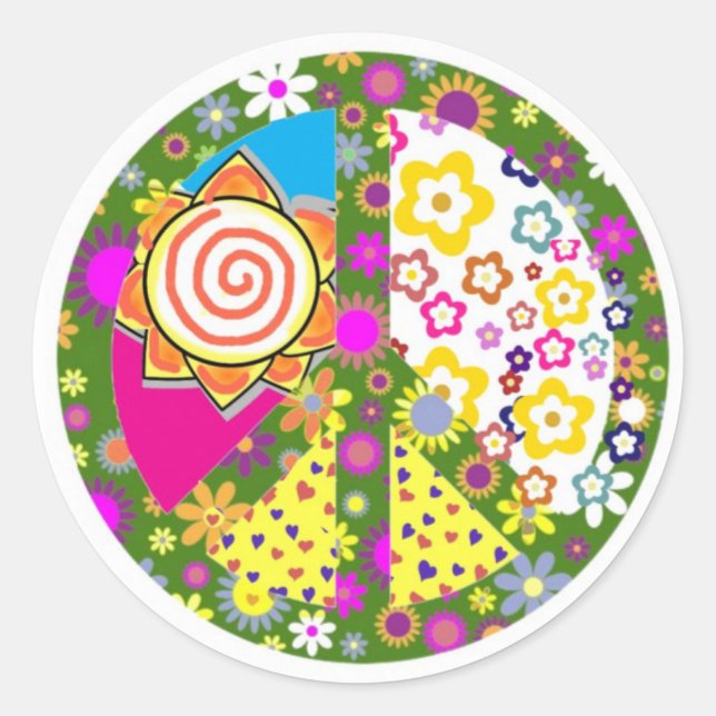 Peace Sticker Runt Klistermärke (Framsida)