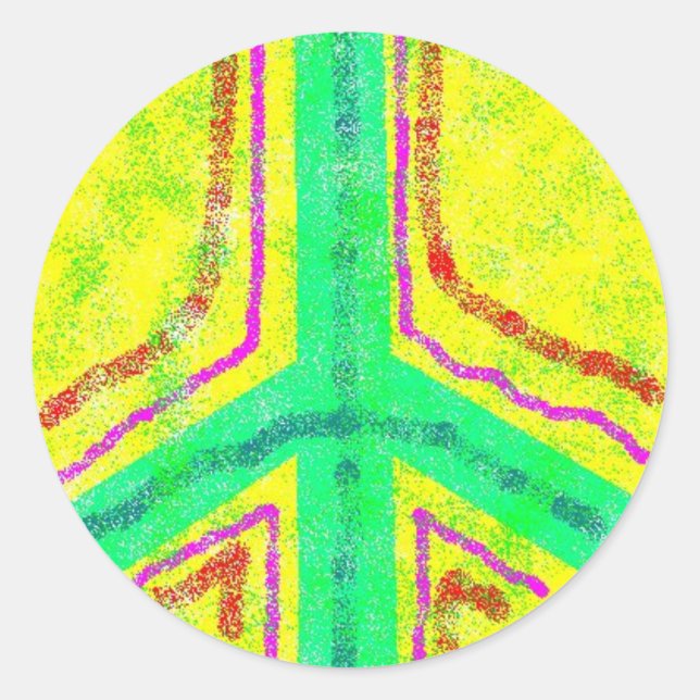 Peace Sticker Runt Klistermärke (Framsida)