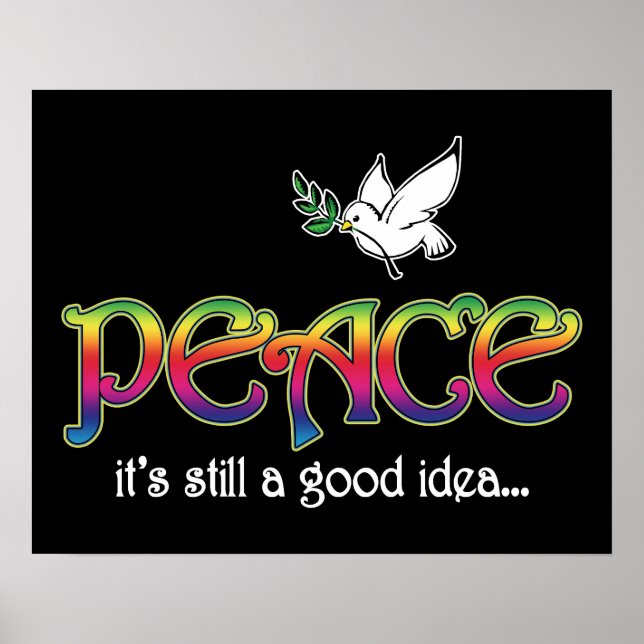 Peace still A Bra Idea - White Dove Olive Gren Poster (Framsidan)