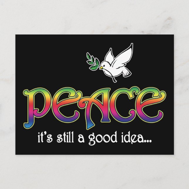 Peace still A Bra Idea - White Dove Olive Gren Vykort (Framsida)