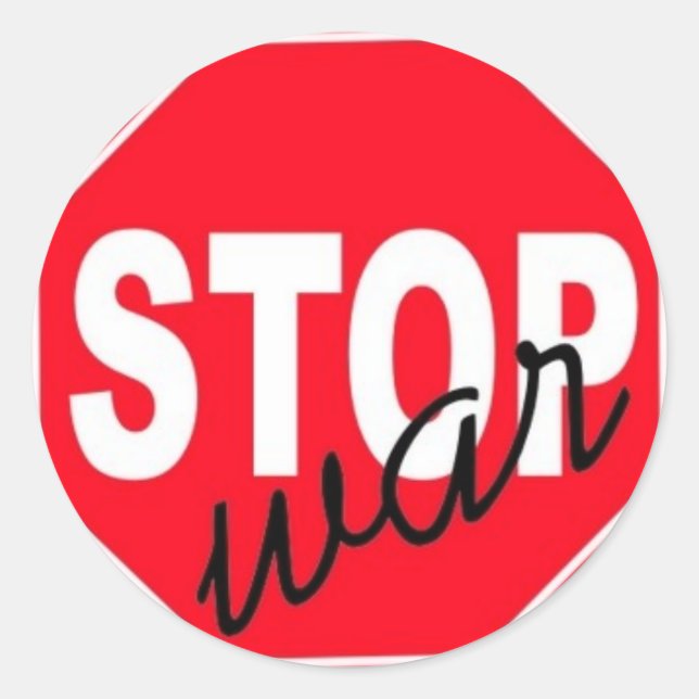 Peace Stop Krig Runt Klistermärke (Framsida)