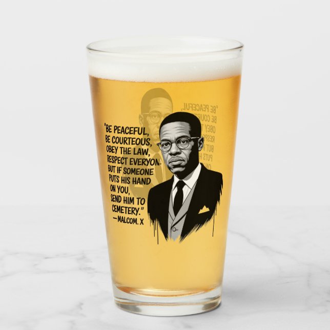 Peace & Strength – Malcolm X Inspirational Quote  Glaskopp (Framsida fylld)