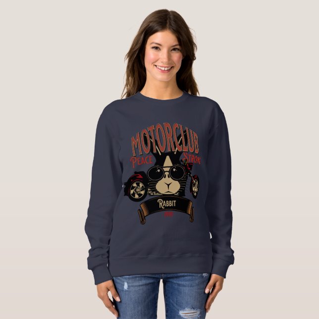 Peace Strong Rabbit Motorklubb, enkel och coola T Shirt (Hel framsida)