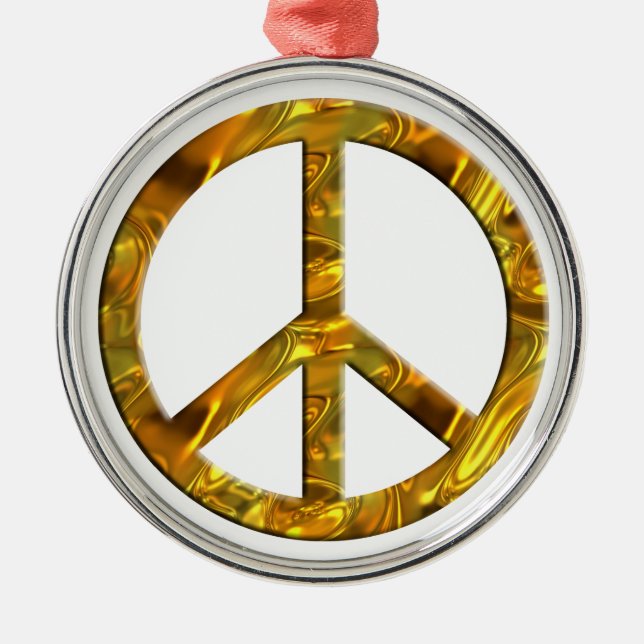 Peace-symbol - GULD Julgransprydnad Metall (Framsidan)