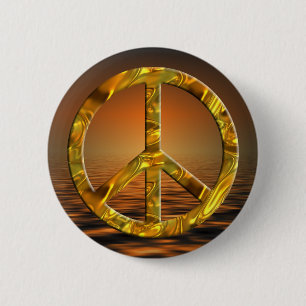 Peace-symbol - GULD Knapp